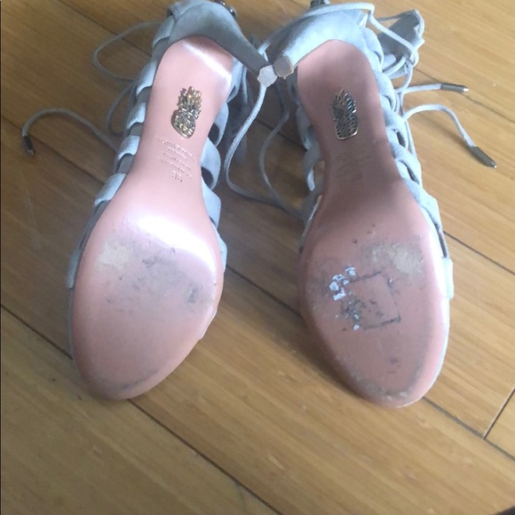 Aquazzura Grey Suede lace Up Heels - Picture 7 of 9